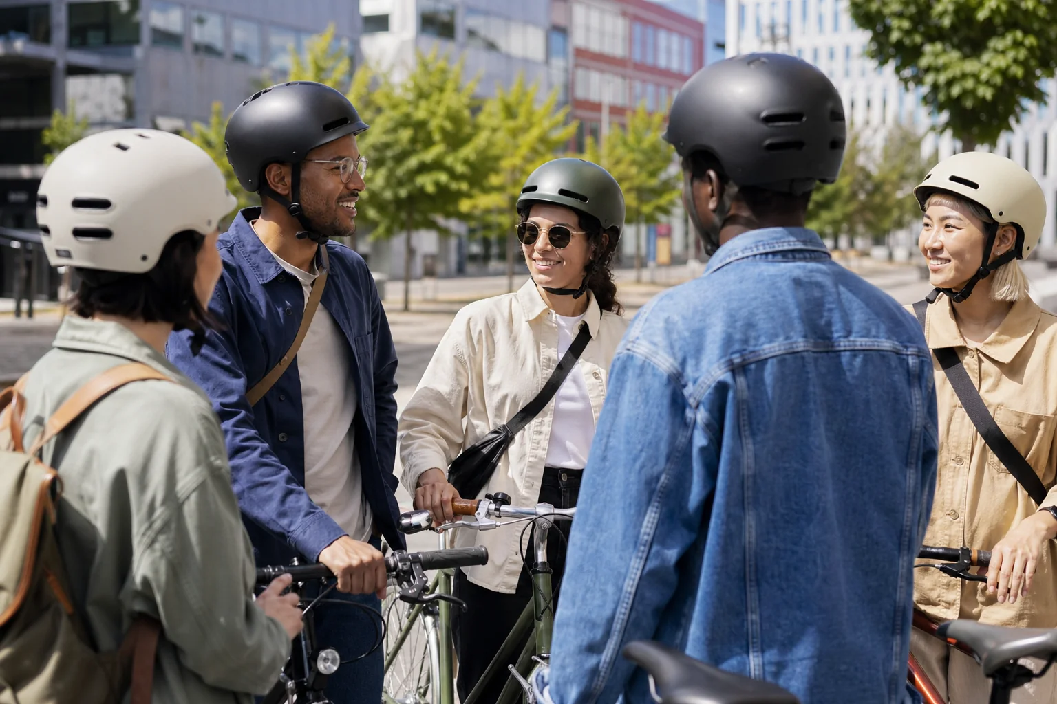 Cyclistes discutant de leur équipement CASR